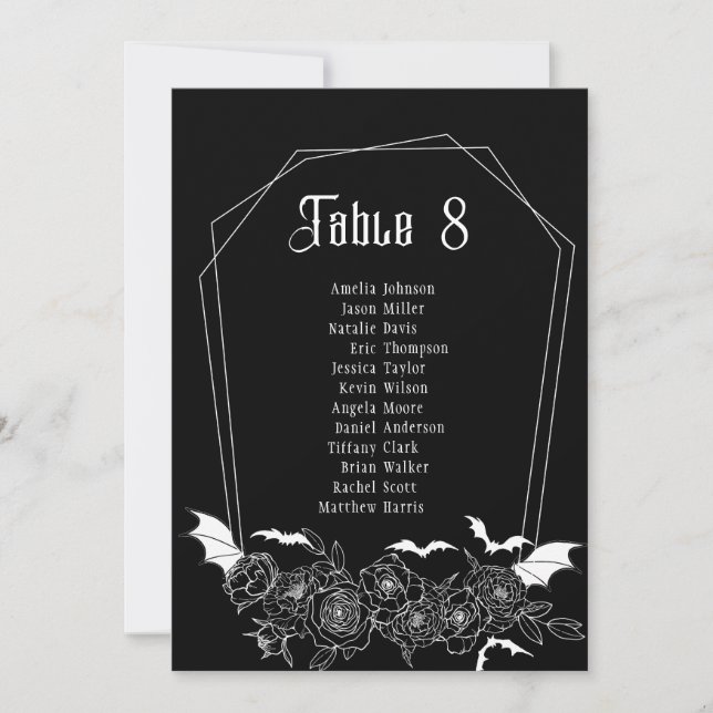 Tarjeta de asiento del Boda del número de la mesa  (Anverso)
