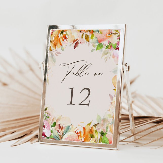 Tarjeta de asiento del número de la mesa de flores (Subido por el creador)