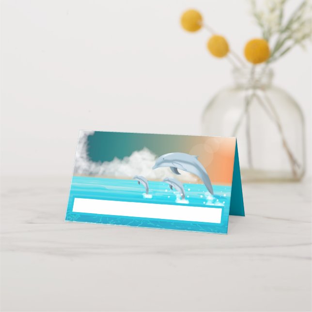 Tarjeta De Asiento delfines saltando en el océano       (Anverso)
