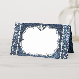 Tarjeta De Asiento Denim y diamante