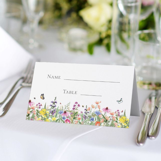 Tarjeta De Asiento Despedida de soltera de flores silvestres y maripo (Subido por el creador)