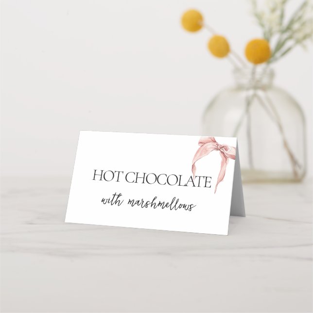 Tarjeta De Asiento Despedida de soltera Pink Bow She's Tying the Knot (Anverso)