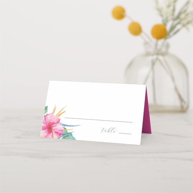 Tarjeta De Asiento Destin Boda Place Cards Tropical Pink Flowers (Anverso)