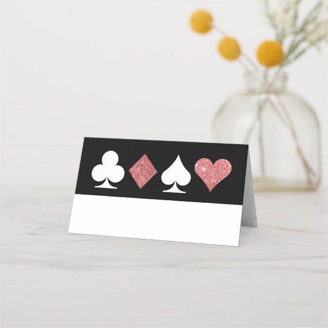 Tarjeta De Asiento Destiny Las Vegas Glittered Rosa Gold Place Card (Anverso)