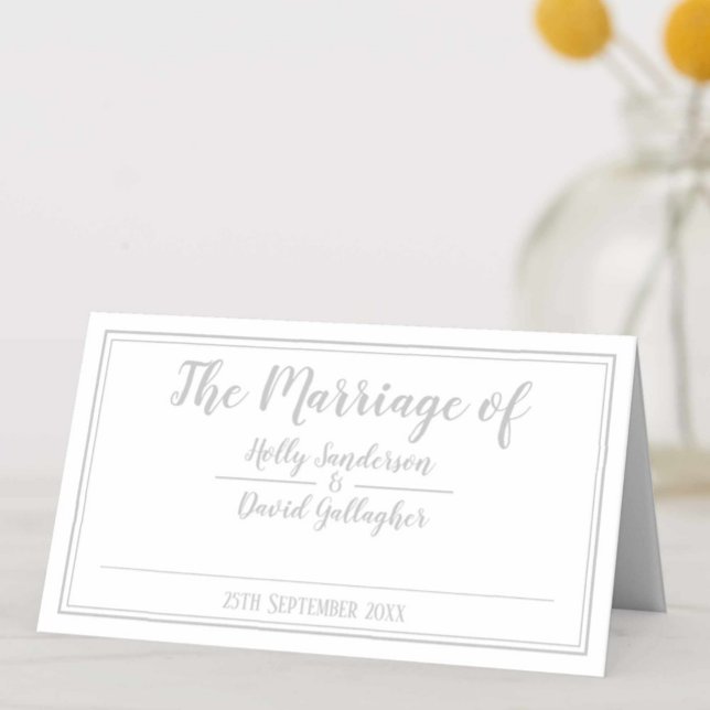 Tarjeta De Asiento Día de matrimonio de doble cara doblado (Subido por el creador)