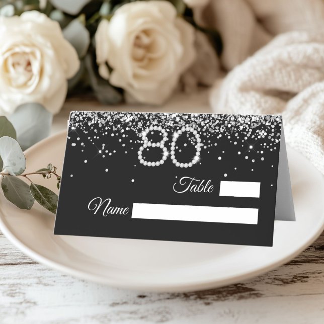 Tarjeta De Asiento Diamonds 80th Birthday Party Place Card (Diamonds 80th Birthday Place Cards)