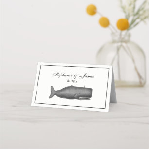 Tarjeta De Asiento Dibujo de ballena vintage del siglo XIX N