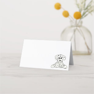 Tarjeta De Asiento Dibujo de perro de peluche dálmata contorno simple