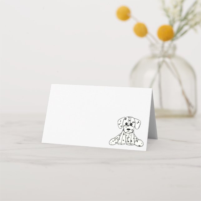 Tarjeta De Asiento Dibujo de perros rellenos dálmatas esquema simple  (Anverso)