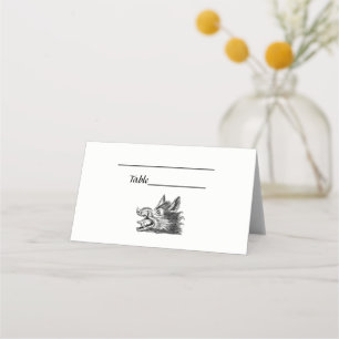 Tarjeta De Asiento Dibujo en blanco y negro de cabeza de jabalí vinta