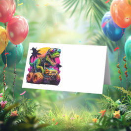 Tarjeta De Asiento Dino Monster Truck Feliz cumpleaños