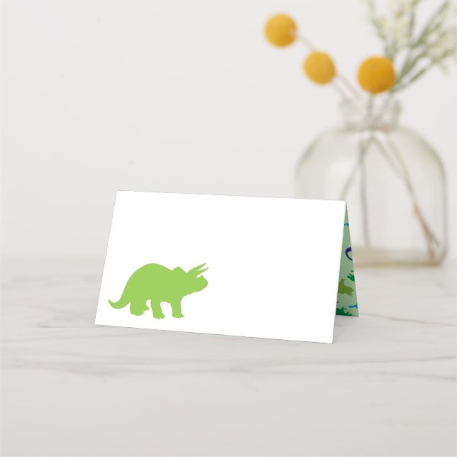 Tarjeta De Asiento Dinosaurio lindo Baby Shower Dino Blue and Green B (Anverso)