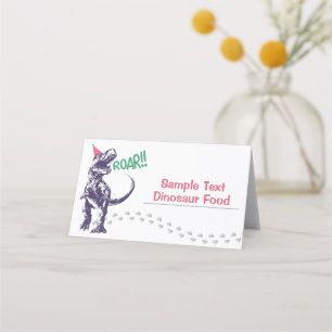 Tarjeta De Asiento Dinosaurio T-Rex en Gorra Fiesta