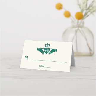 Tarjeta De Asiento Dirección de Boda de Esmerald Green Celtic Claddag