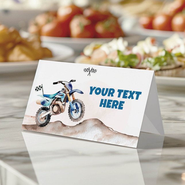 Tarjeta De Asiento Dirt Bike Boy Birthday Party Food Tent (Subido por el creador)