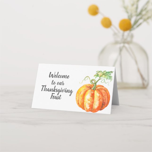 Tarjeta De Asiento Diseño de la Calabaza de Cuadros de Agua (Anverso)