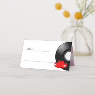 Tarjeta De Asiento Diversión de Boda de Rétro de Música Vinyl Record