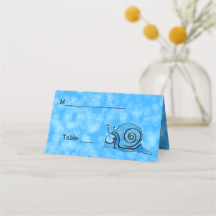Tarjeta De Asiento Divertido Feliz Patrón Azul Brillante de caracol A