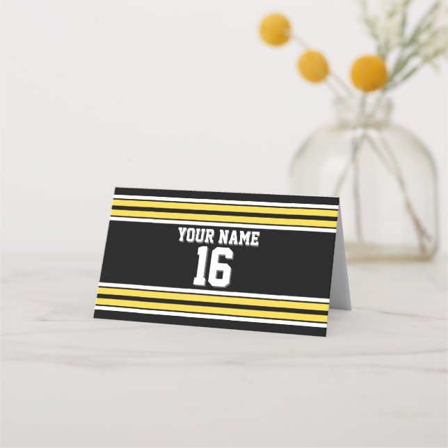 Tarjeta De Asiento DIY BG Black Yellow Team Jersey Número de Personal (Anverso)