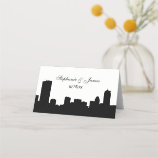 Tarjeta De Asiento DIY BG Boston Skyline Silhouette Escort Cards