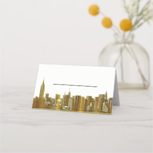 Tarjeta De Asiento DIY BG NYC Skyline Blue Silhouette Escort Cards