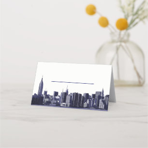 Tarjeta De Asiento DIY BG NYC Skyline Blue Silhouette Escort Cards