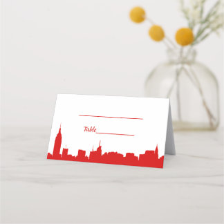 Tarjeta De Asiento DIY BG NYC Skyline Red Silhouette Escort Cards
