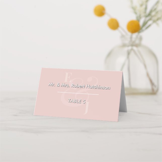 Tarjeta de Asiento Doble de Bodas Blush | Asiento  (Anverso)