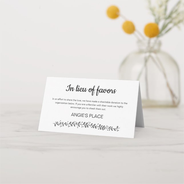 Tarjeta De Asiento Donación de caridad con Boda de número de asientos (Reverso)