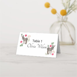 Tarjeta De Asiento Donkey Pink Floral Wedding Place Card