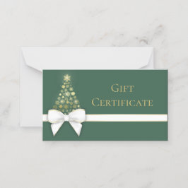 Tarjeta De Asiento Dorado Snowflakes Bow Green Christmas Tree Regalo 