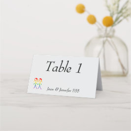 Tarjeta De Asiento Dos novias amor arcoiris