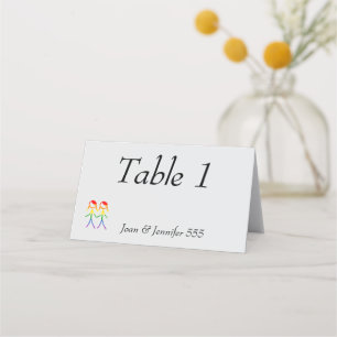 Tarjeta De Asiento Dos novias amor arcoiris