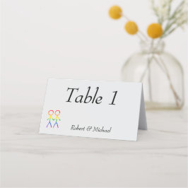 Tarjeta De Asiento Dos novias amor arcoiris