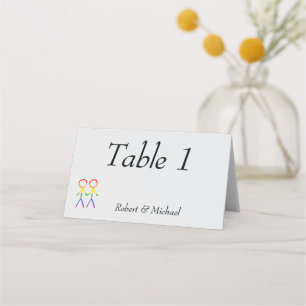 Tarjeta De Asiento Dos novias amor arcoiris