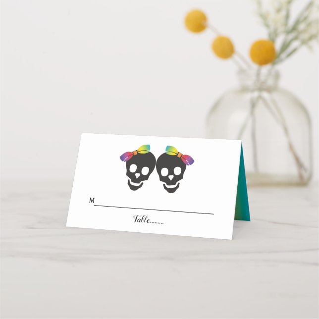 Tarjeta De Asiento Dos novias y boda lesbiana confetti (Anverso)