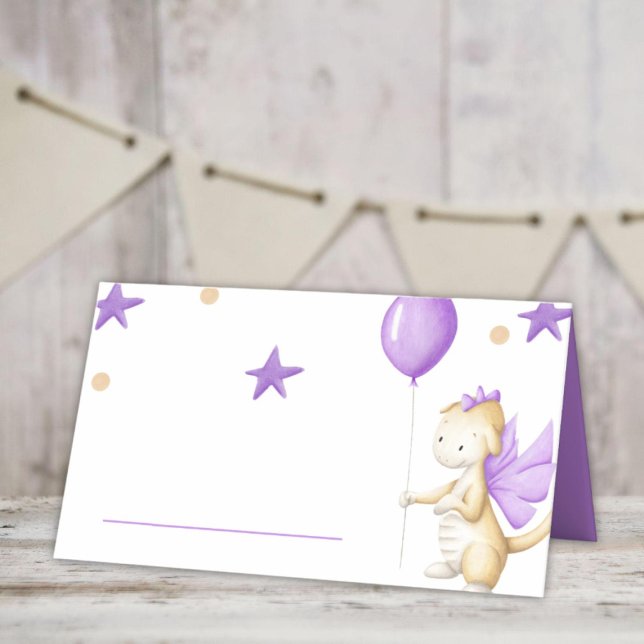 Tarjeta De Asiento Dragón morado con globo Fiesta (Subido por el creador)