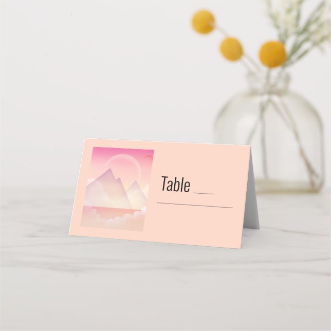 Tarjeta De Asiento Dreamy Pastel Mountain Landscape Boda (Anverso)
