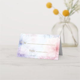 Tarjeta De Asiento Dreamy Pink Blue Watercolor Fantasy Floral Fine