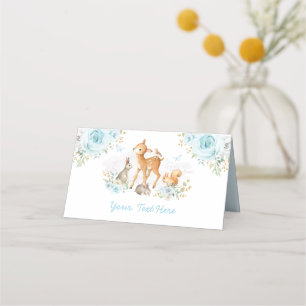 Tarjeta De Asiento Ducha de animales de bosque floral azul