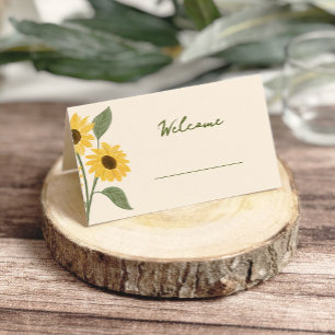 Tarjeta De Asiento Ducha de Bebé de Girasol Dibujado a Mano