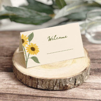 Tarjeta De Asiento Ducha de Bebé de Girasol Dibujado a Mano