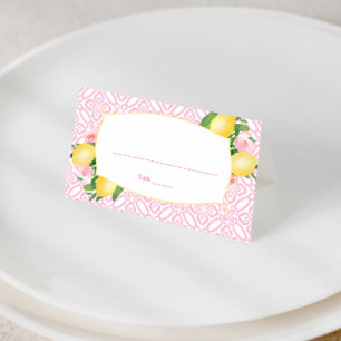 Tarjeta De Asiento Ducha de Bebé de Niña con Limones Rosados y Blanco