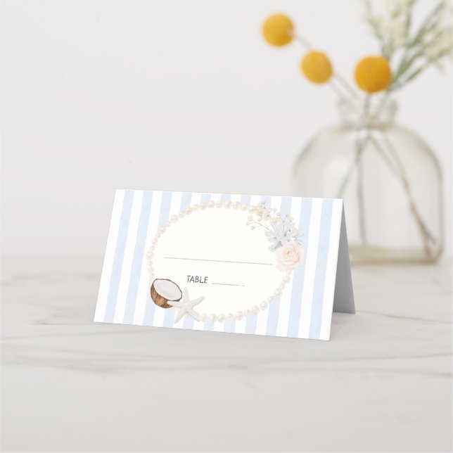 Tarjeta De Asiento Ducha de Novia Costera Suave (Anverso)