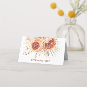 Tarjeta De Asiento Ducha de Novia Floral Boho Terracota Naranja Quema