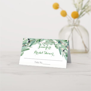 Tarjeta De Asiento Ducha de novia floral de rama de olivo