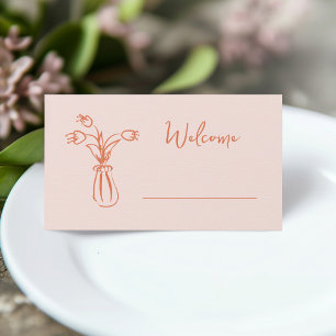 Tarjeta De Asiento Ducha de Novia Garabato Doodle Melocotón Caprichos