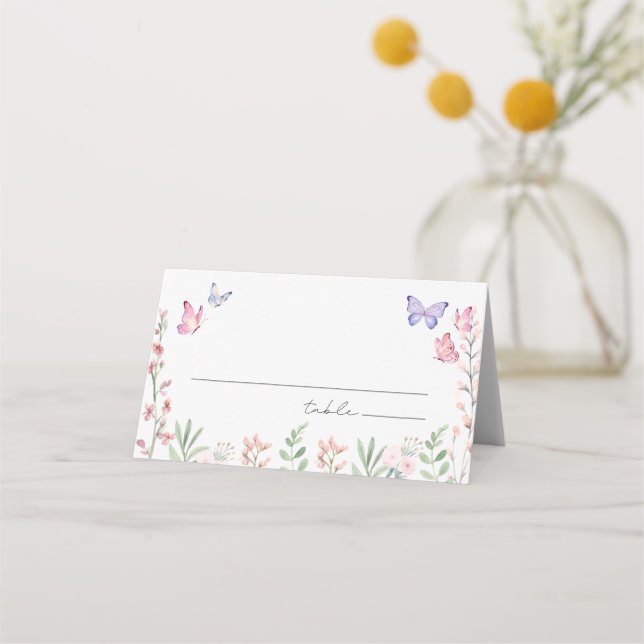 Tarjeta De Asiento Ducha de Novia Mariposas Modernas  (Anverso)