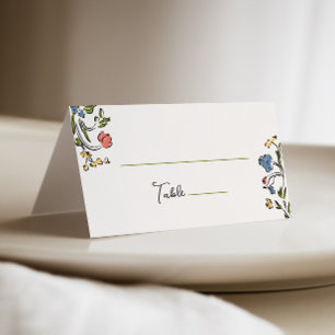 Tarjeta De Asiento Ducha nupcial floral de color de mano dibujada
