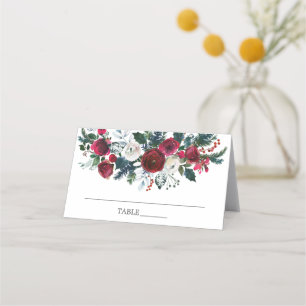 Tarjeta De Asiento Ducha nupcial floral en flor de invierno